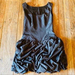 Satin Black Pouf Dress